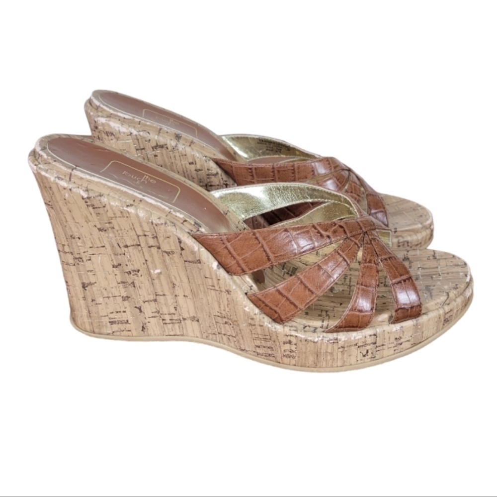 Nina‎ Cork Wedge Sandals Size 6.5